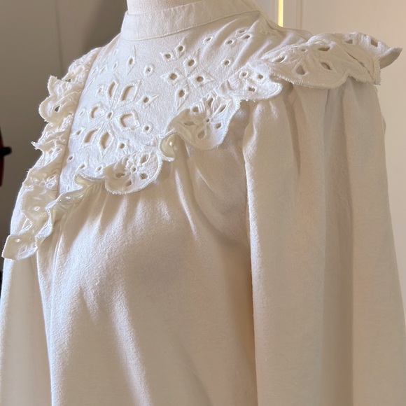 Madewell Embroidered Flannel Mockneck Top Size Small - Picture 7 of 14